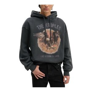 The Kooples Logo Hoodie Sweatshirt 100% Cotton Black Size S NWT $325